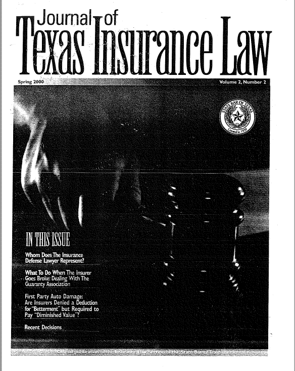JOURNAL OF TEXAS INSURANCE LAW