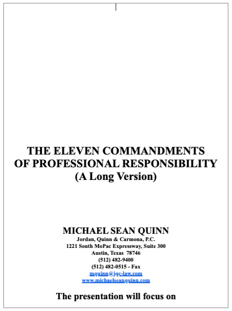 Eleven Commandments of Professional Responsibility